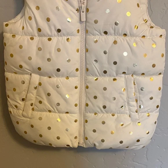 * 2 for $5 * Old Navy Kids Cream Vest with Gold Polka Dots - Picture 2 of 4